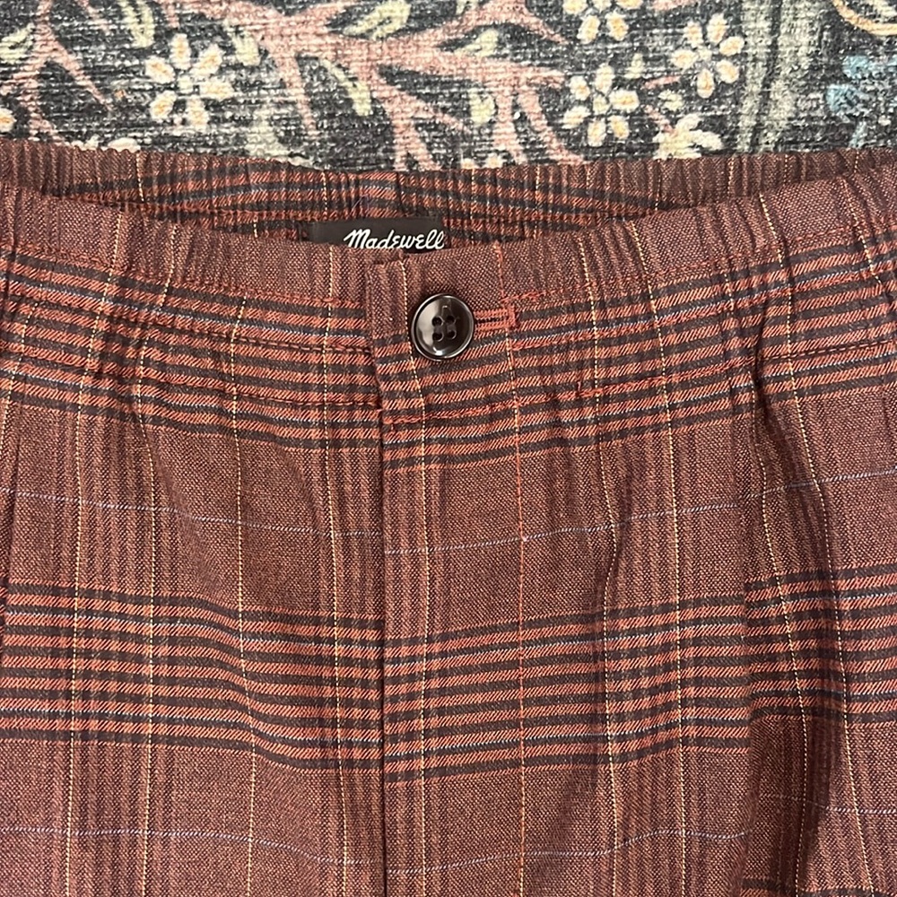 Madewell plaid cropped pants w/ fully elastic waist